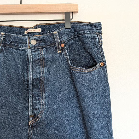 Levi's Vintage Dark Wash Ribcage Straight Ankle Size 33 With Button Fly - Picture 5 of 9